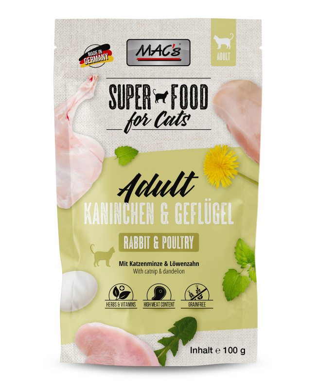 Mac´s Cat Pouch 100g - Králičí a drůbeží