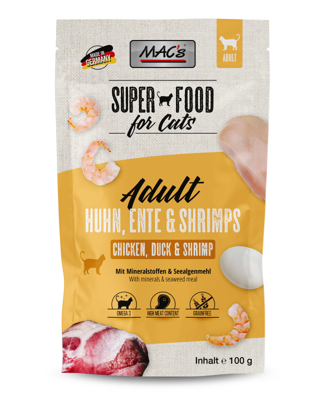 Mac´s Cat Pouch  100g - Kuřecí, Kachna a Krevety