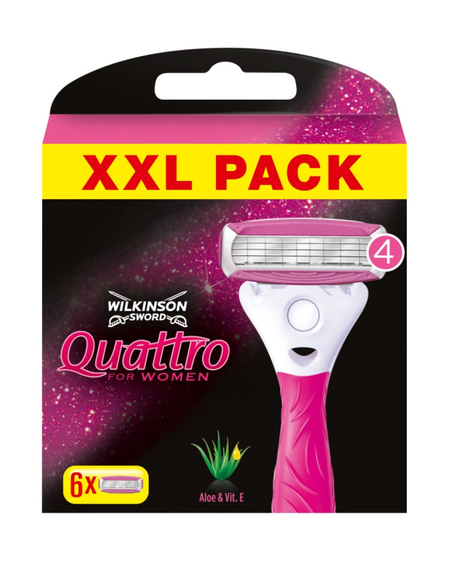 Wilkinson Sword Quattro for Women Aloe & Vit. E náhradní hlavice 6 ks