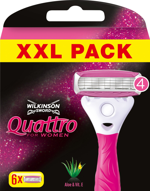Wilkinson Sword Quattro for Women Aloe & Vit. E náhradní hlavice 6 ks
