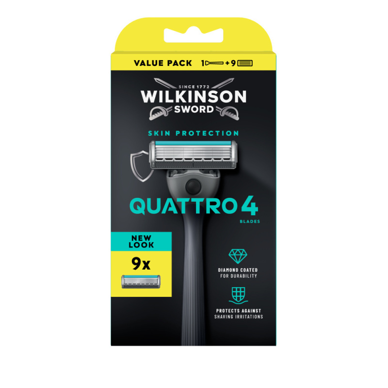 Wilkinson Sword Quattro holicí strojek + náhradní břity 9 ks