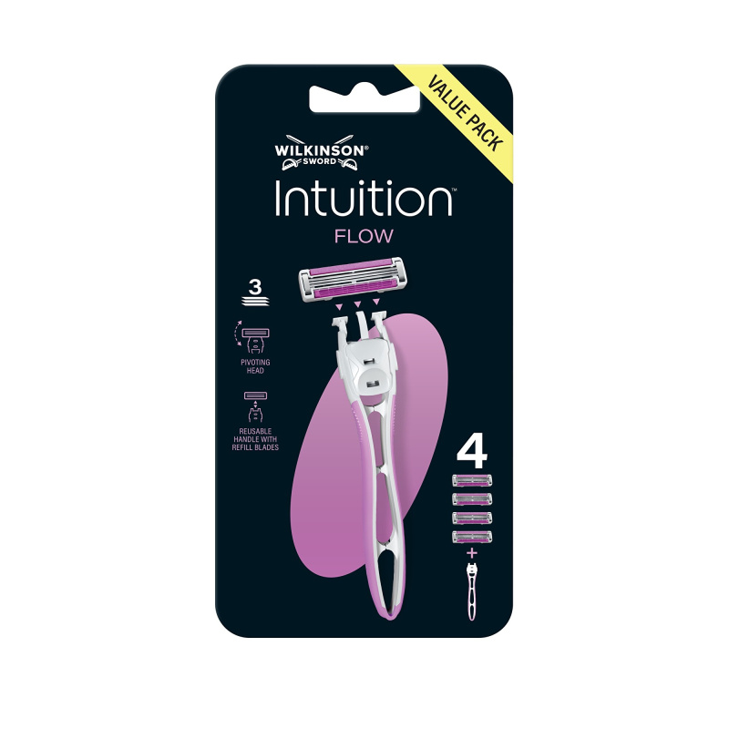 Wilkinson Sword Intuition Flow Hybrid dámský holicí strojek + náhradní břity 4 ks