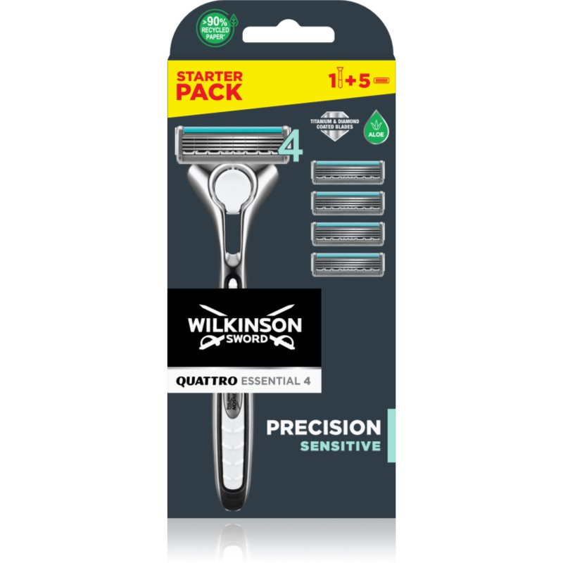 Wilkinson Sword Quattro Titanium Sensitive holicí strojek + náhradní břity 5 ks