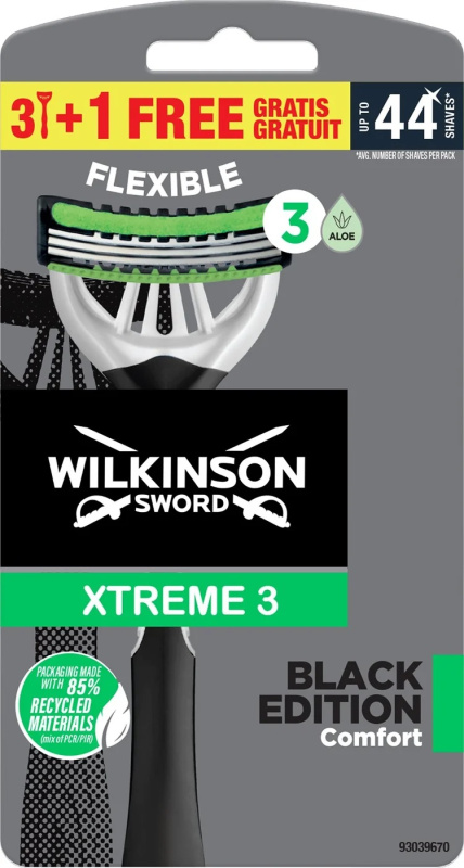 Wilkinson Xtreme3 Black Edition Comfort pánský jednorázový holicí strojek 3+1 ks