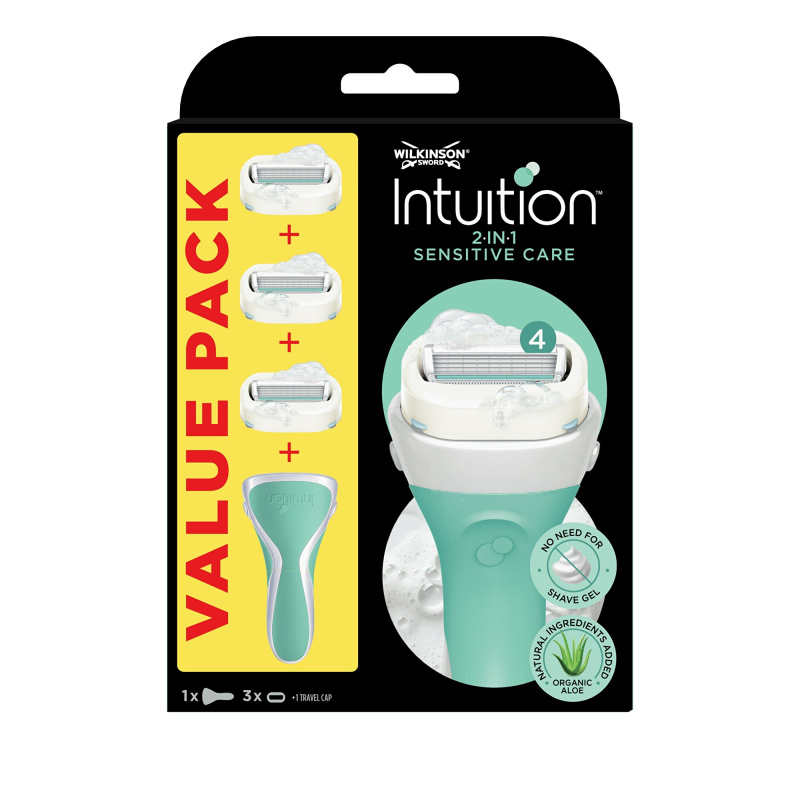 Wilkinson Sword Intuition 2 in 1 Sensitive Care holicí strojek + náhradní hlavice 3 ks