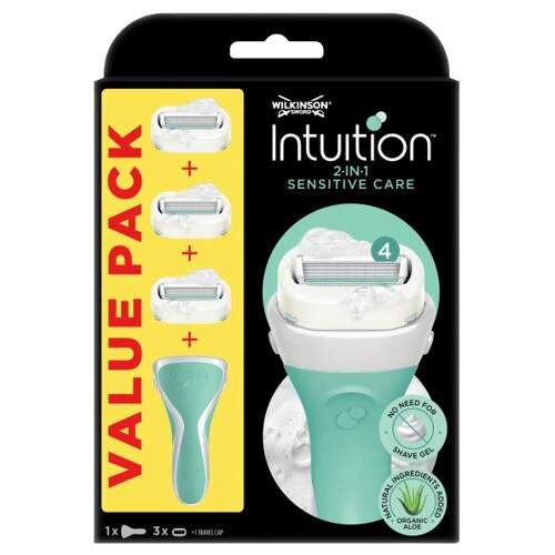 Wilkinson Sword Intuition 2 in 1 Sensitive Care holicí strojek + náhradní hlavice 3 ks