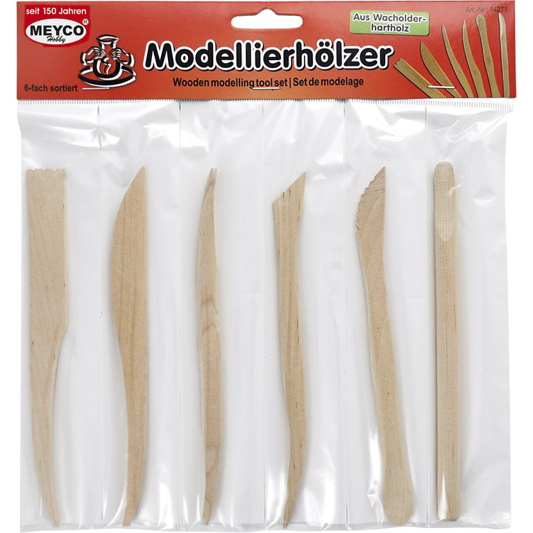 Dřevěná modelovací sada nářadí, 6 ks