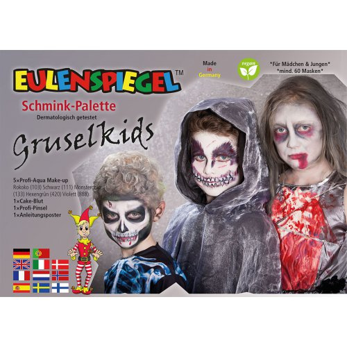 Eulenspiegel Sada barev na obličej STRAŠIDLO - 6 barev + štětec