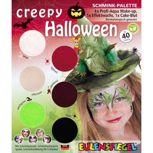 Eulenspiegel Sada barev na obličej HALLOWEEN - 6 barev + 2 štětce + 2 houbičky