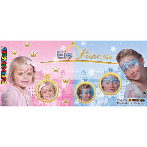 Eulenspiegel Sada 10 barev na obličej + 2 třpytky v kovové paletě Ledová princezna