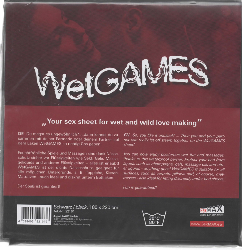 JoyDivision Joydivision SexMax WetGAMES prostěradlo Černá