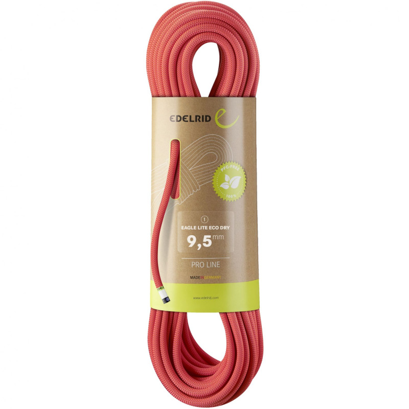 Edelrid Eagle Lite Eco Dry 9,5mm, horolezecké lano, červená