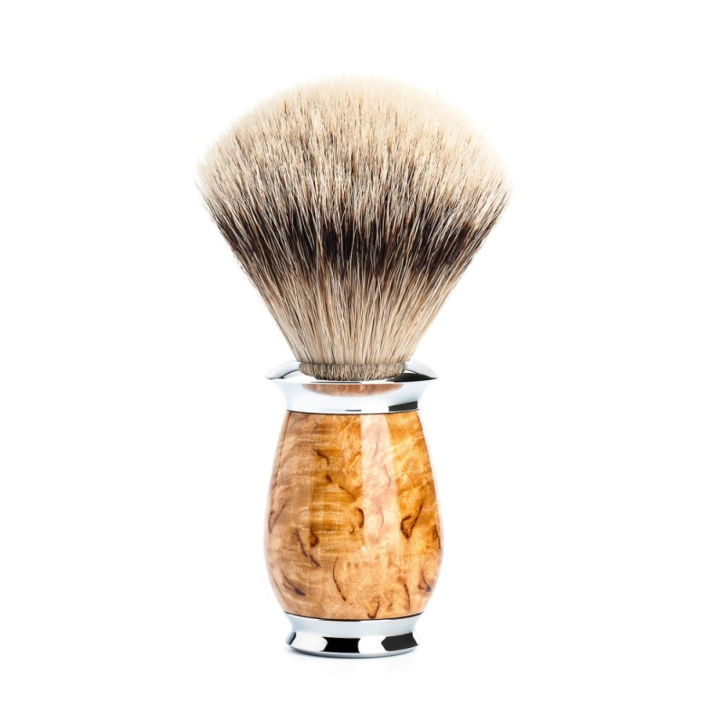 Mühle Střední štětka na holení Purist z jezevčích štětin (silvertip badger, karelská bříza), 1ks