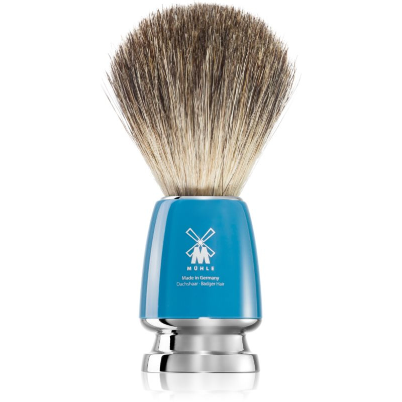 Mühle Střední štětka na holení RYTMO z jezevčích štětin (pure badger, modrá pryskyřice), 1ks