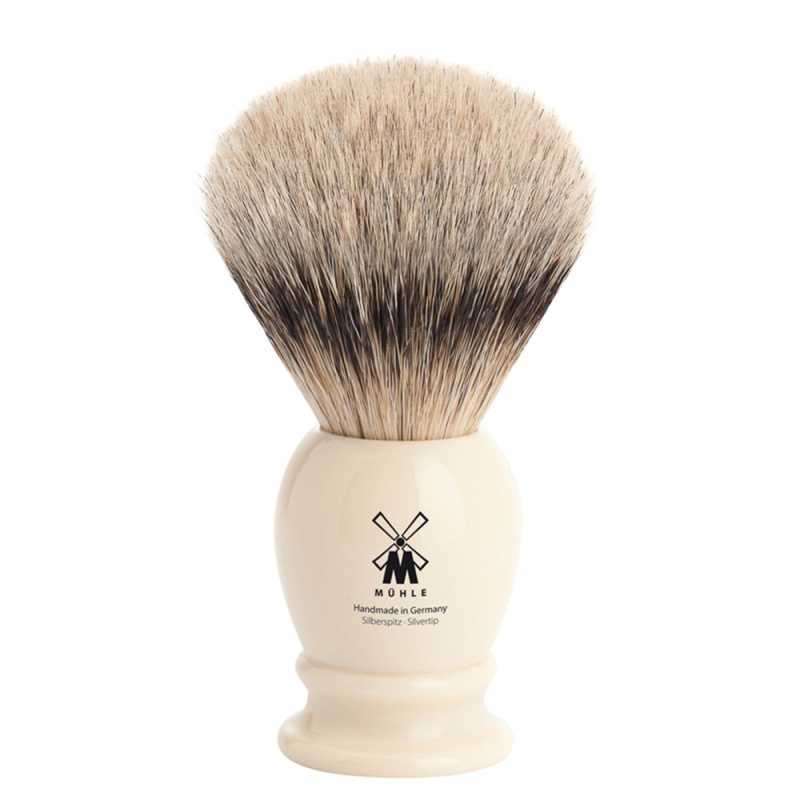 Mühle Velká štětka na holení Classic z jezevčích štětin (silvertip badger, imitace slonoviny), 1ks