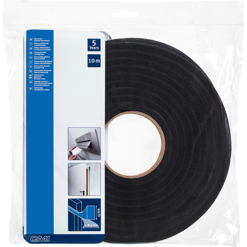 CMI Univerzální pěnový těsnicí pás, antracitová, 10 m x 15 mm x 9 mm