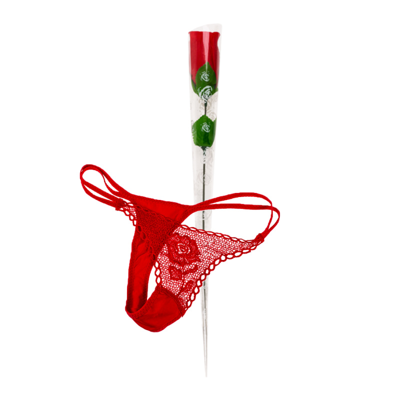 Out Of The Blue Rose With Red G-String  Tanga v růži | S-M