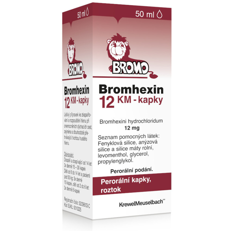 BROMHEXIN 12 Kapky, roztok 50 ml