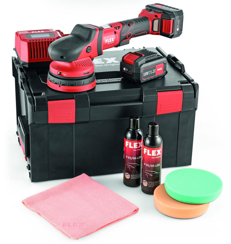 FLEX | Aku-excentrická leštička s nuceným pohonem XCE 8 125 18,0 V Velikost: XCE 8 125 18.0-EC/5.0 P-Set