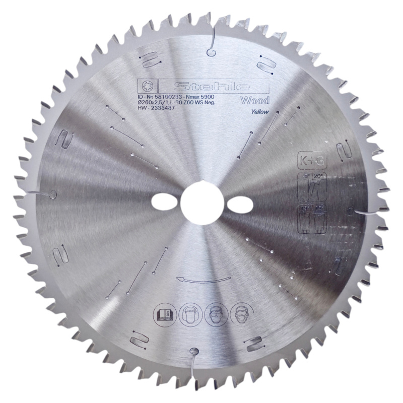 Stehle | Pilový kotouč na dřevo pro příčné řezy ø 260/30 mm Z60 WZ/ATB -5° Neg