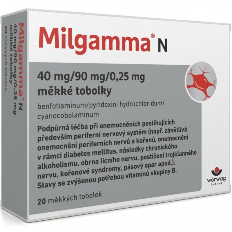 MILGAMMA N 40MG/90MG/0,25MG Měkká tobolka 20