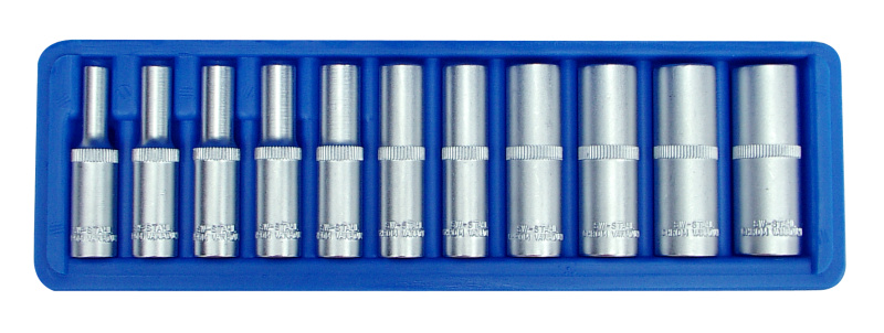 Hlavice 6-hranné prodloužené 1/4" 4-13mm 11ks SW-Stahl