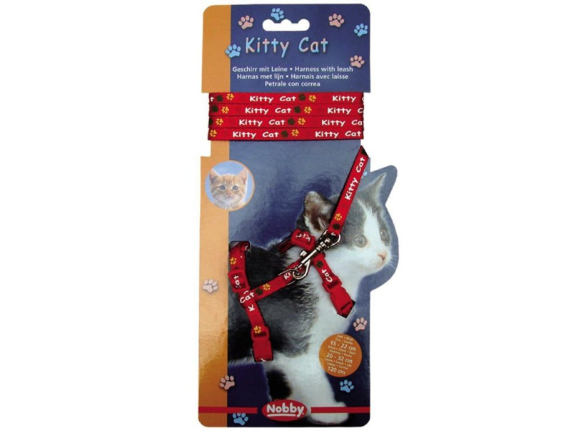 Nobby Kitty Cat červený set postroj + vodítko pro kotě