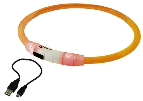 Nobby LED svítící kroužek na krk pro střední psy žlutá M 45cm