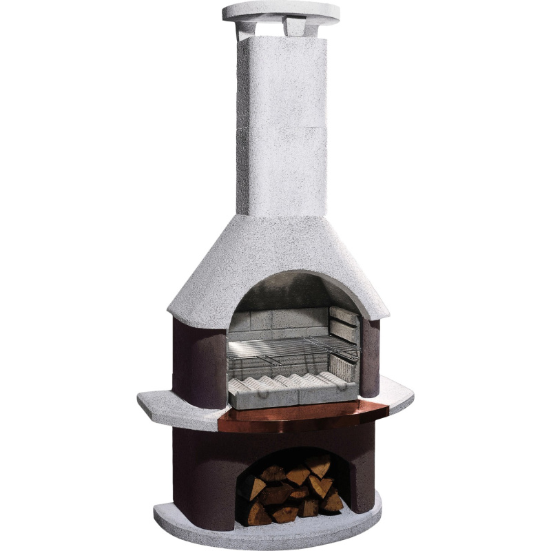 Buschbeck Zahradní grilovací krb San Remo, bílá/hnědá, 110 x 65 x 206 cm