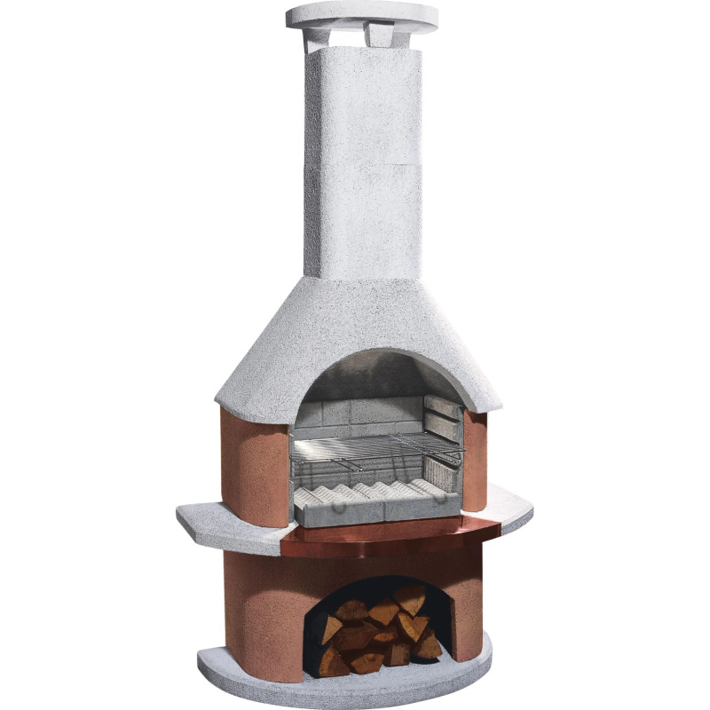 Buschbeck Zahradní grilovací krb San Remo, bílá/terakota, 110 x 65 x 206 cm