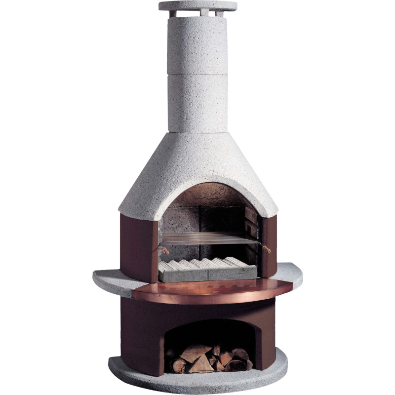 Buschbeck Zahradní grilovací krb Rondo, hnědá/bílá, 115 x 70 x 208 cm