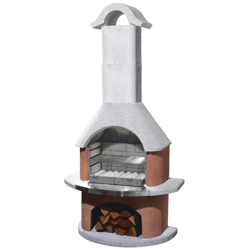 Buschbeck Zahradní grilovací krb Davos, terakota/bílá,  110 x 65 x 210 cm