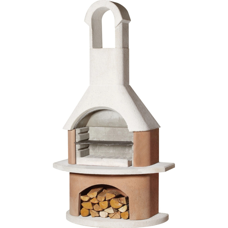 Buschbeck Zahradní grilovací krb Bali, bílá/terakota, 110 x 65 x 203 cm