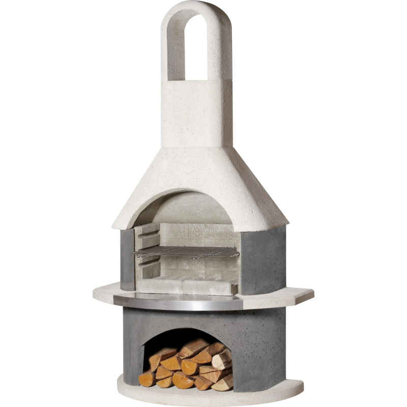 Buschbeck Zahradní grilovací krb Stockholm, bílá/antracit, 110 x 65 x 203 cm