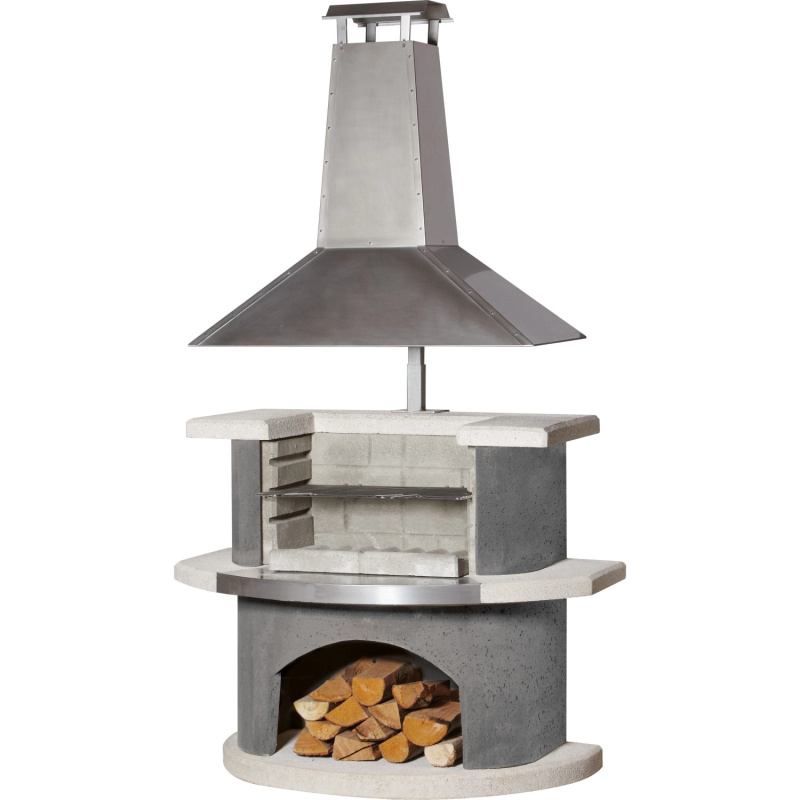 Buschbeck Zahradní grilovací krb Zürich s nerez komínem, 110 x 65 x 197 cm