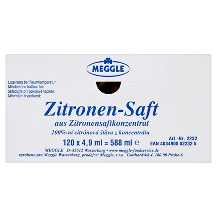 Citrónová šťáva Meggle, 120x 4,9 ml
