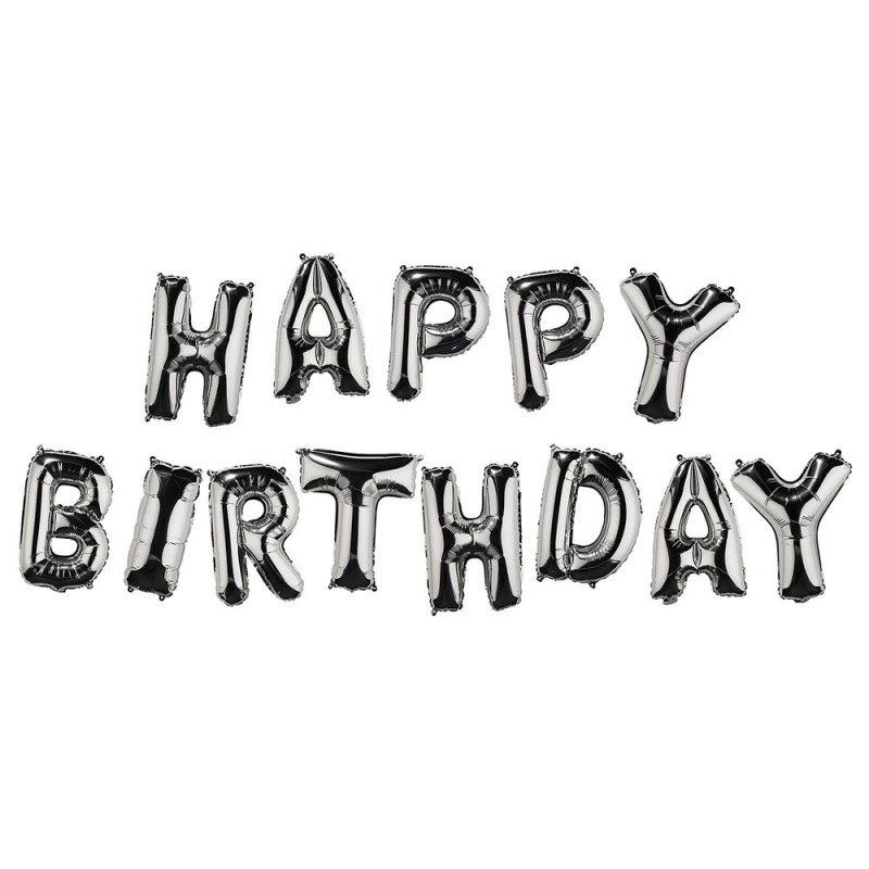 UPPER CLASS Fóliový balónek "HAPPY BIRTHDAY" - stříbrná