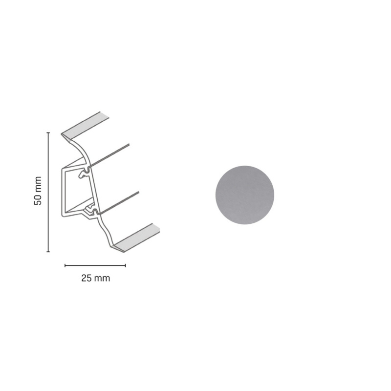 Döllken Profiles Lišta SLK 50 1436 alu metalic 50 x 25 x 2500 mm