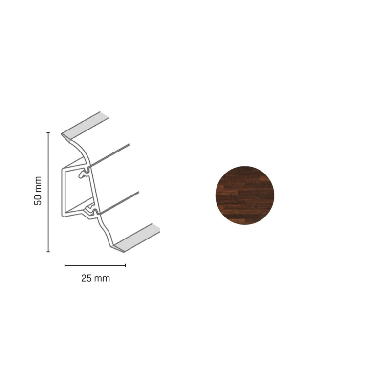 Döllken Profiles Lišta SLK 50 2125 ořech virginia 50 x 25 x 2500 mm