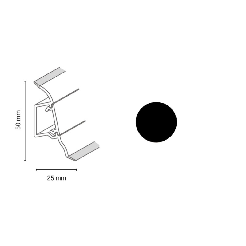 Döllken Profiles Lišta SLK 50 0110 černá 50 x 25 x 2500 mm