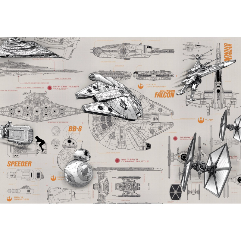 Komar Papírová fototapeta Star Wars Blueprints 368 x 254 cm