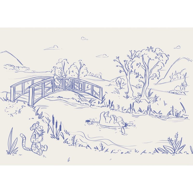 Komar Vliesová fototapeta Disney Winnie the Pooh Blue Ink 350 x 250 cm