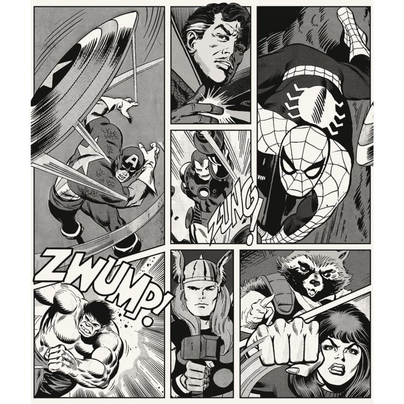 Komar Vinylová fototapeta Marvel Classic Comic Panel Monochrome 212 x 250 cm