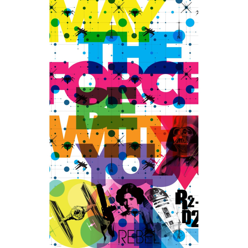 Komar Vliesová fototapeta Star Wars Pop Neon Geometrics Leia, 120 x 200 cm