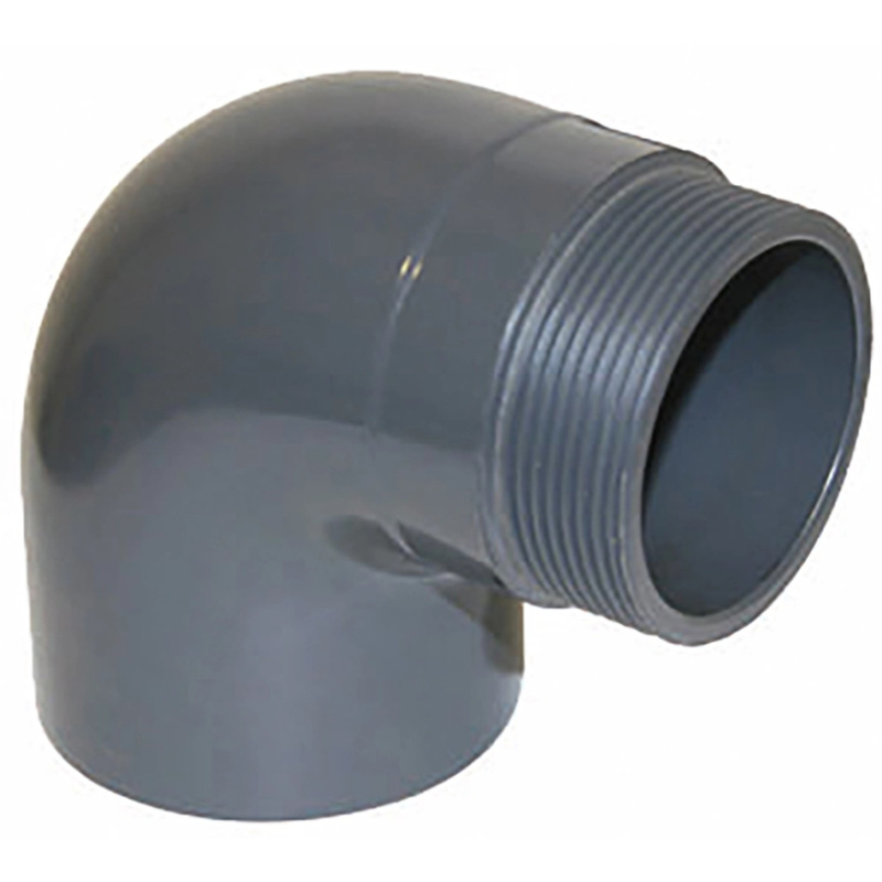 Summer Fun PVC koleno 90°, 1,5" vnější závit, mufna o pr. 50 mm, šedé