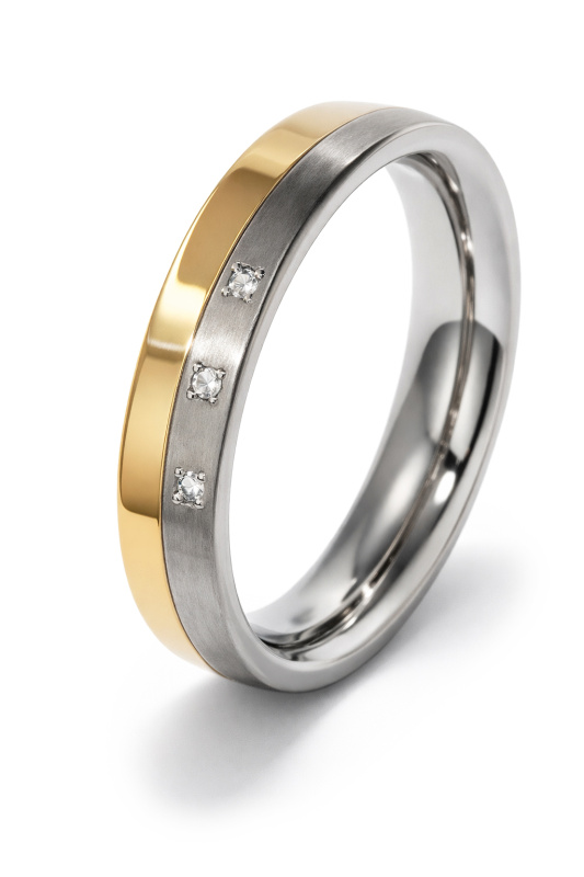 Boccia Titanium Snubní titanový prsten s diamanty 0129-04 54 mm