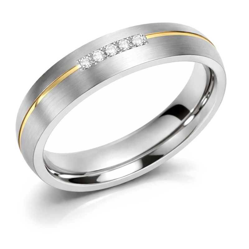 Boccia Titanium Pozlacený titanový snubní prsten s diamanty 0130-04 55 mm