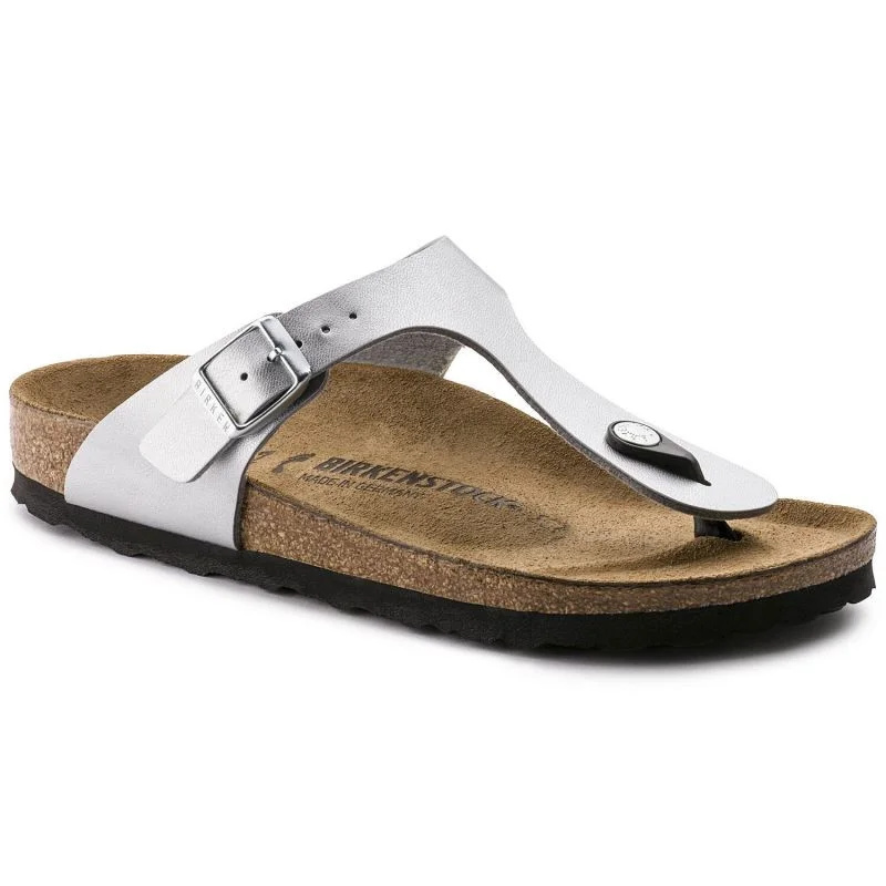 Dámské stříbrné žabky Birkenstock Gizeh Birko-Flor narrow (0043853) 38