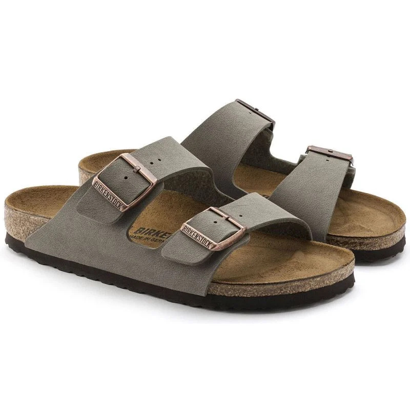 Dámské/pánské žabky Birkenstock Arizona Birko-Flor Nubuck Stone Regular Wide Grey (0151211) 48