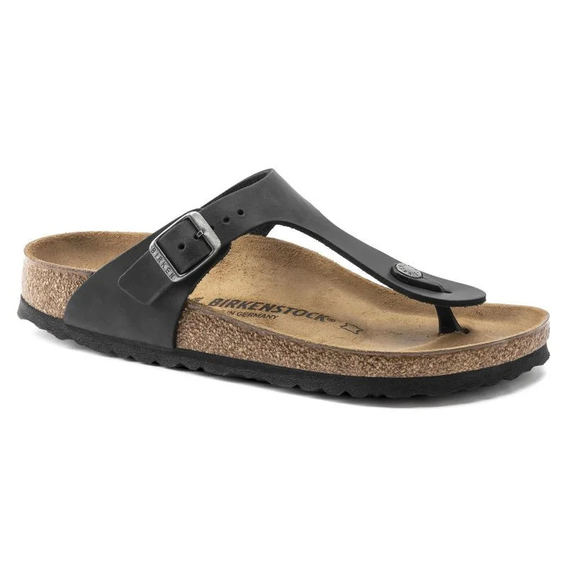 Dámské/pánské žabky Birkenstock Gizeh NU Oiled Black Regular z olejované kůže pro širokou nohu (0845251) 35